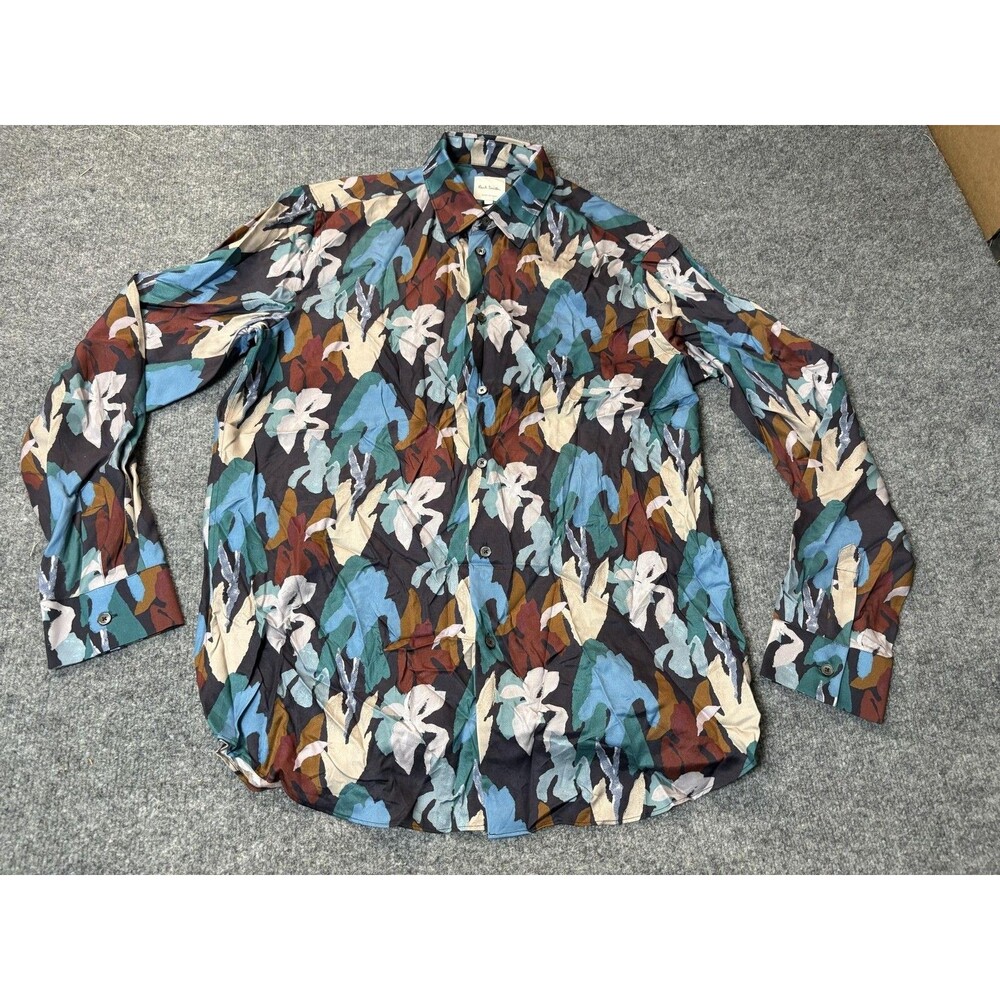 Paul Smith Shirt Mens L Multicolor Long Sleeve Floral Button-Up Lyocell Casual